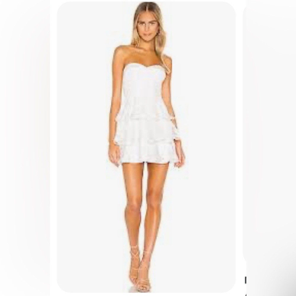 Amanda Uprichard White Strapless Tiered Mini Dress- XS